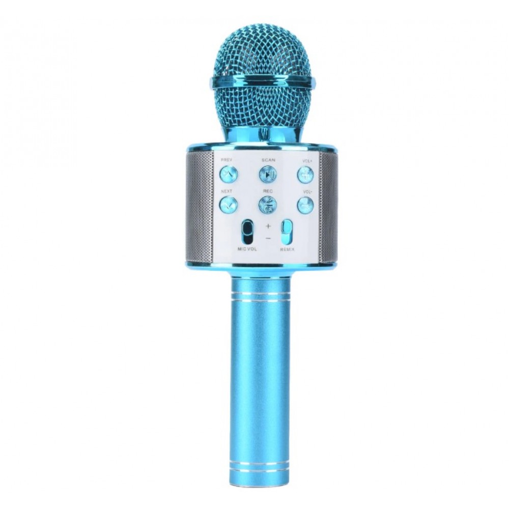Ασύρματο Μικρόφωνο Bluetooth με Ενσωματωμένο Ηχείο και Karaoke WS-858 - Μπλε - C1215